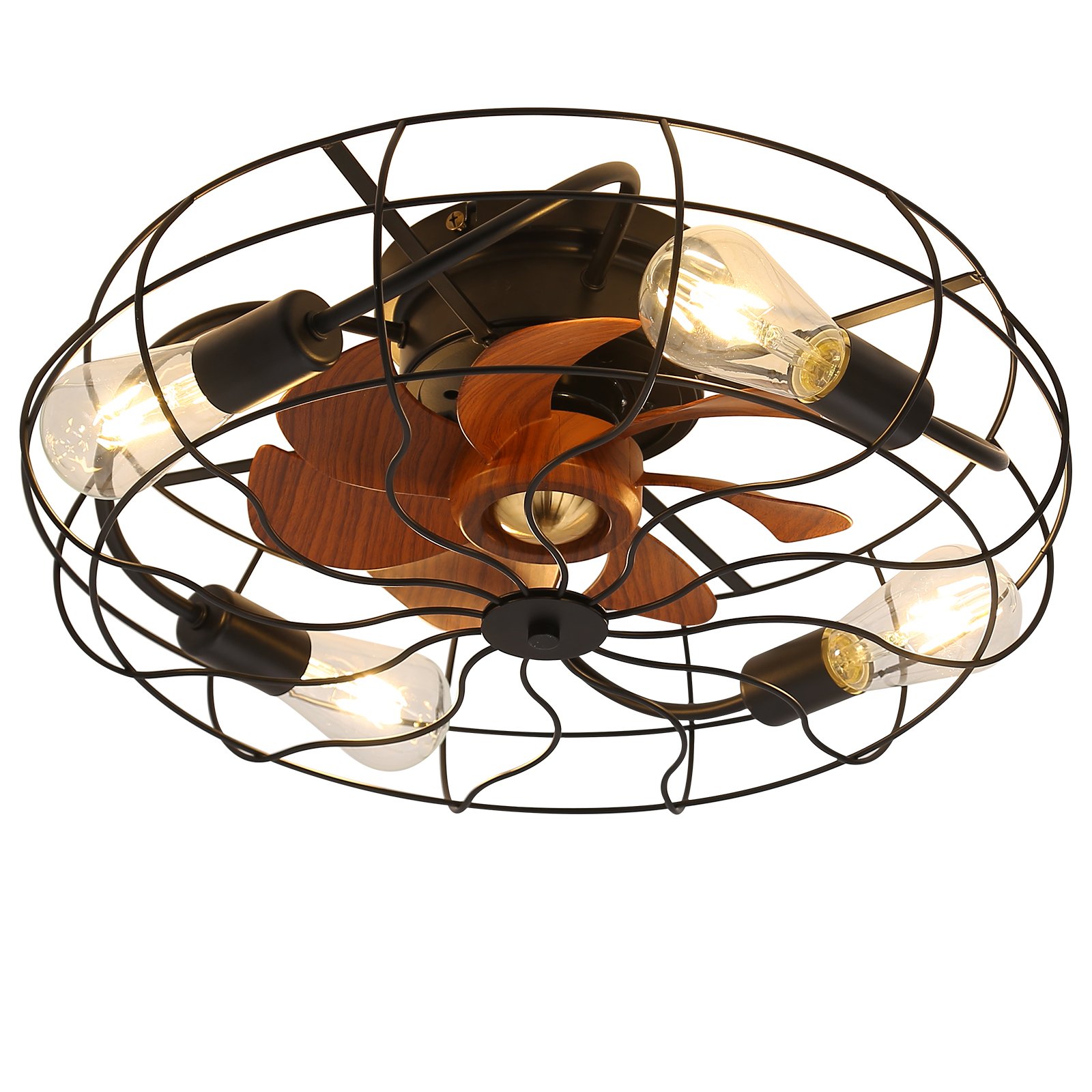 20 Inch 7-Blade Dimmable Ceiling Fan with Light Bulbs