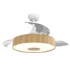Wood grain 42-inch retractable LED ceiling fan with light