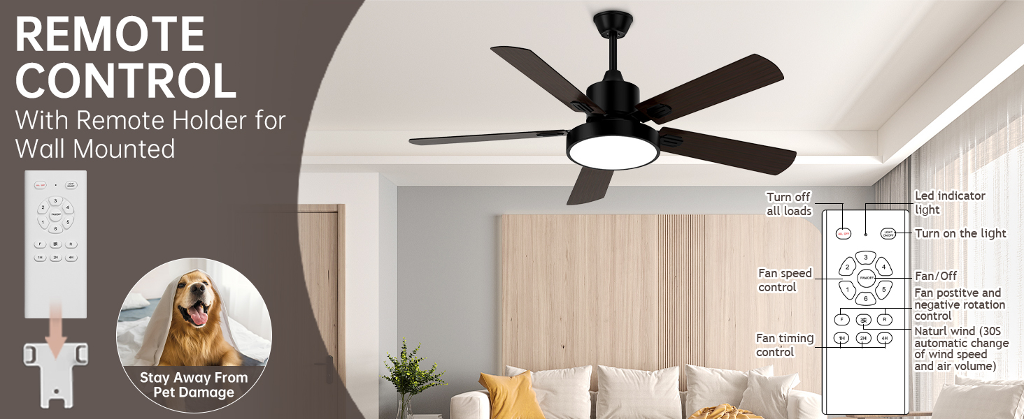 Ceiling Fan Manufacturer 52-Inch 5 Blade Plywood Blade Ceiling Fan