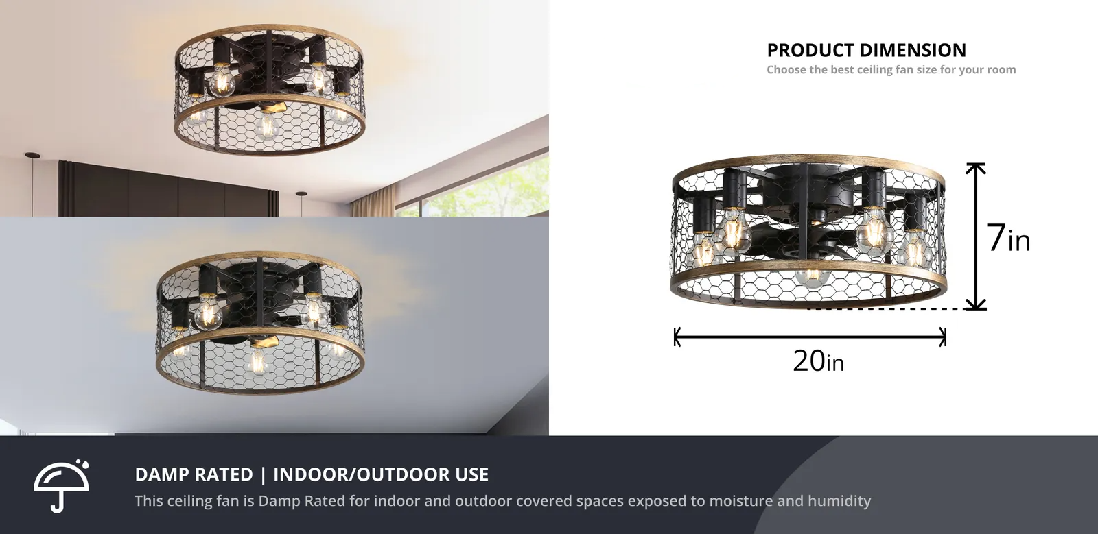 Ceiling Fan Manufacturer 20 Inch Caged Ceiling Fan With Light
