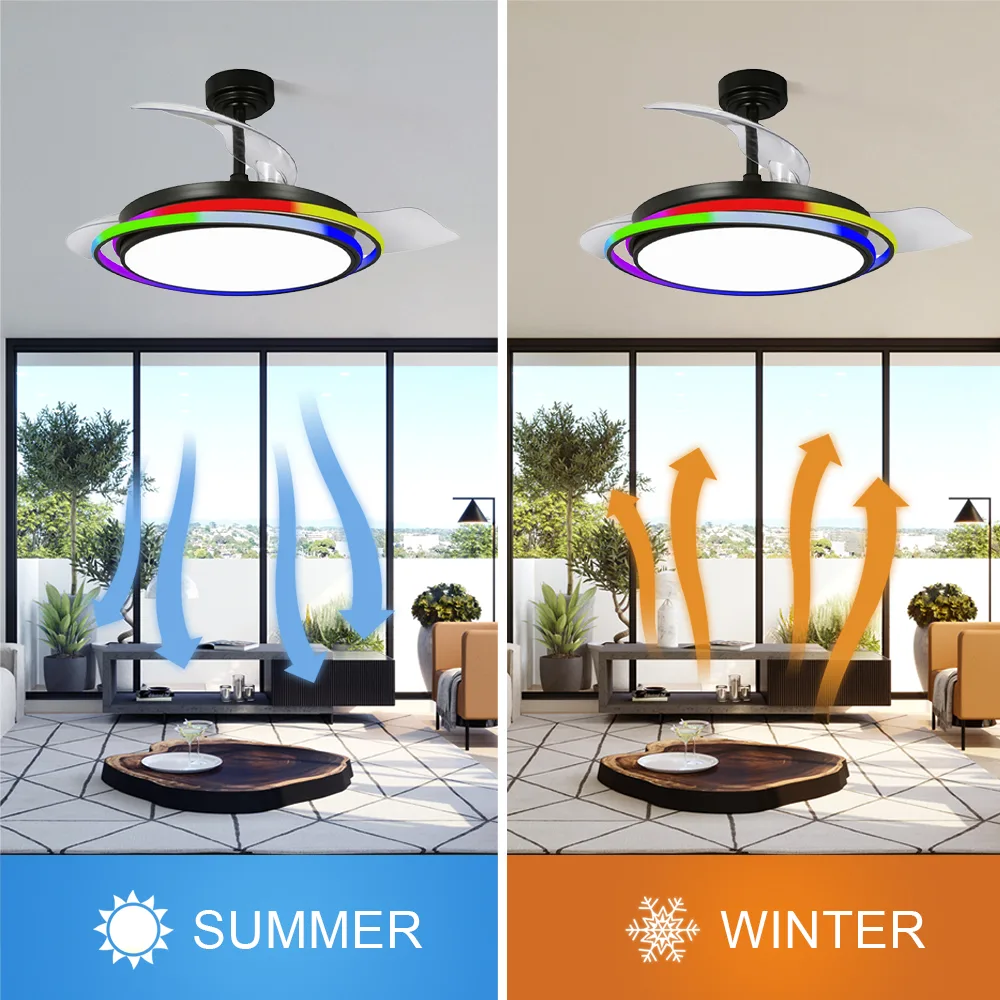 Ceiling Fan Manufacturer 42&Quot; Dc Motor Telescopic Led Ceiling Fan With Rgb Color Light - Image 9