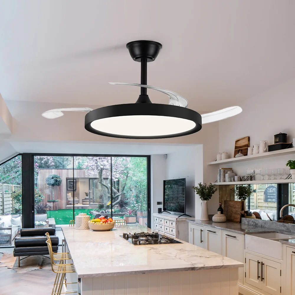 Ceiling Fan Manufacturer 42 Inch Indoor Black Retractable Led Ceiling Fan - Image 3