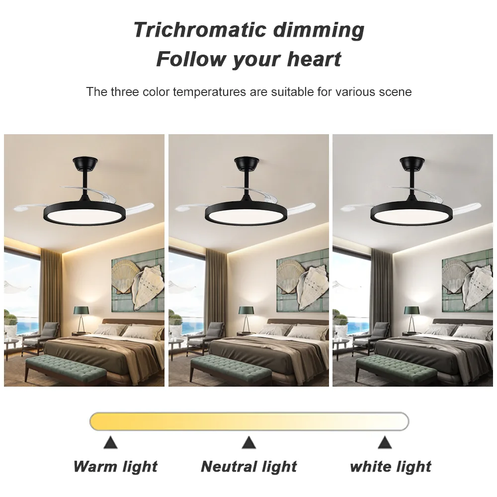 Ceiling Fan Manufacturer 42 Inch Indoor Black Retractable Led Ceiling Fan - Image 6