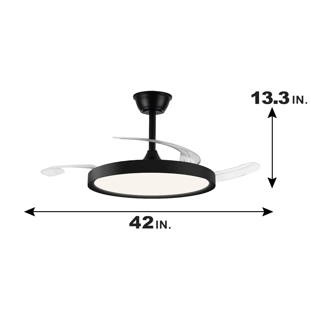 Ceiling Fan Manufacturer 42 Inch Indoor Black Retractable Led Ceiling Fan - Image 8
