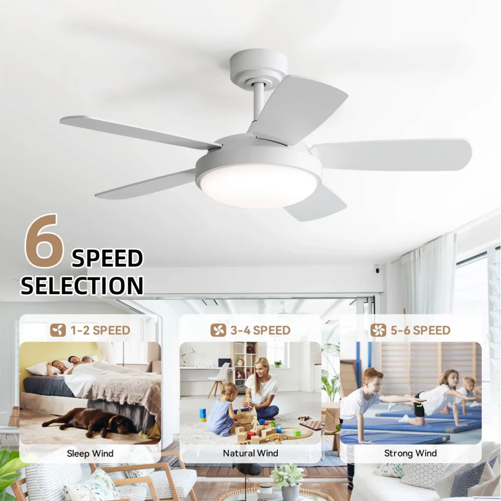 42 Inch White Modern 5-Blades Abs Ceiling Fan With Led Light 42 Inch White Modern 5-Blades Abs Ceiling Fan With Led Light