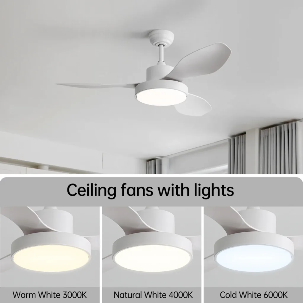 47 Inch White Ceiling Fan With 22W Led Light