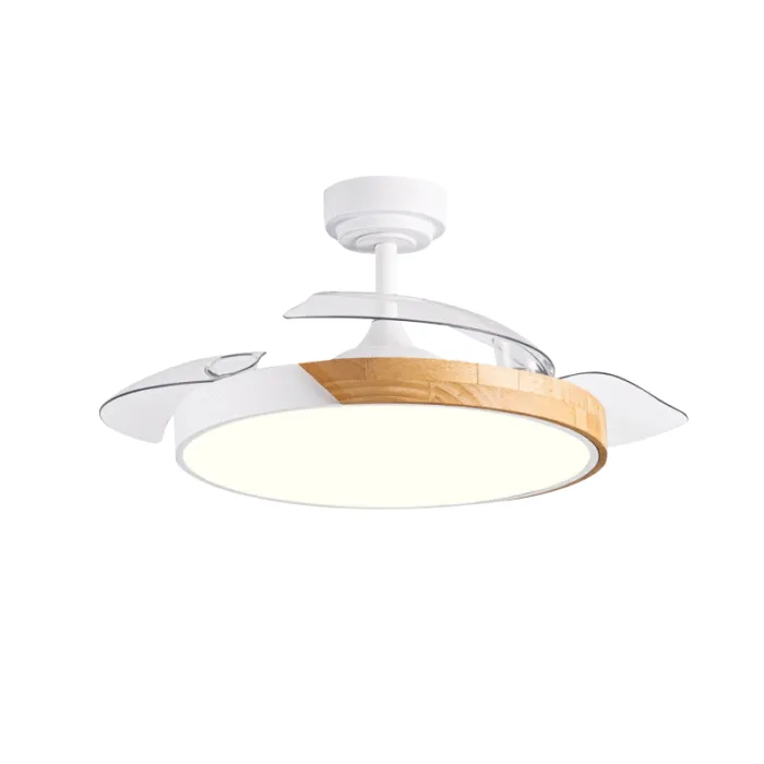 42 Inch White Retractable Wood Grain LED Ceiling Fan Light 42 Inch White Retractable Wood Grain LED Ceiling Fan Light