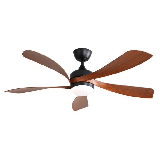 52 Inch 5 Blade Wood Grain Ceiling Fan with LED Light