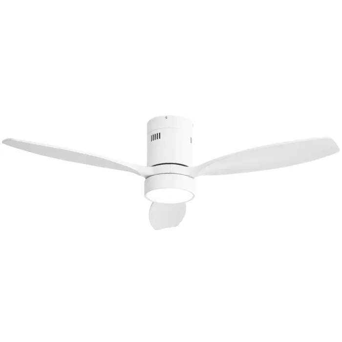 52 Inch White Flush Mount Outdoor Ceiling Fan with Light (1) 52 Inch White Flush Mount Outdoor Ceiling Fan with Light