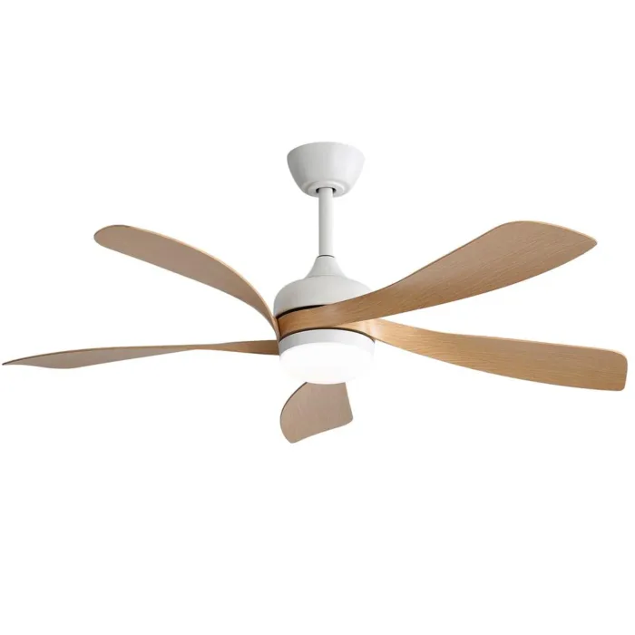 52 Inch Modern Light Wood Grain ABS Ceiling Fan with Light