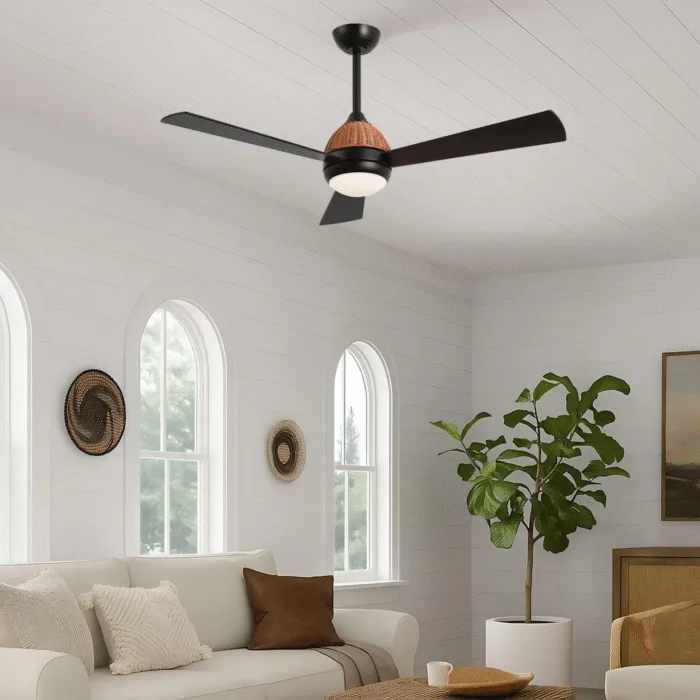 52 Inch Wood Ceiling Fan with LED Light and Remote Control