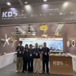 Kbs Ceiling Fan Company Exhibition Booth Display At Canton Fair With Logo And Product Lineup